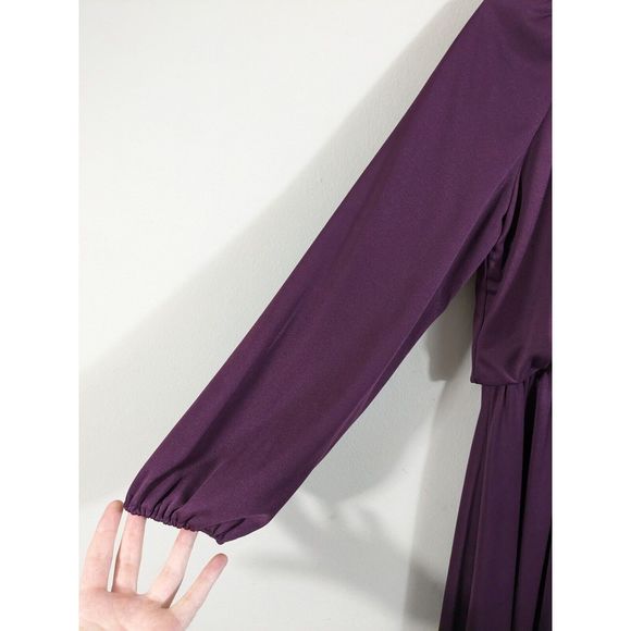 Vintage John Wynkoop for Penny Young plum dress polyester size m 1970s VTG - Picture 7 of 11